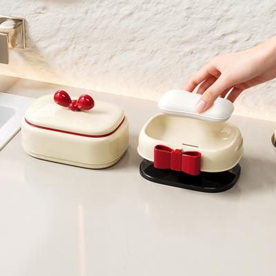 Portasapone Rosso a Fiocco Custodia da Viaggio per Sapone con Fori di Scarico Portasapone Mantiene il Sapone Asciutto e Igienico per Lavandino del Bagno Campeggio
