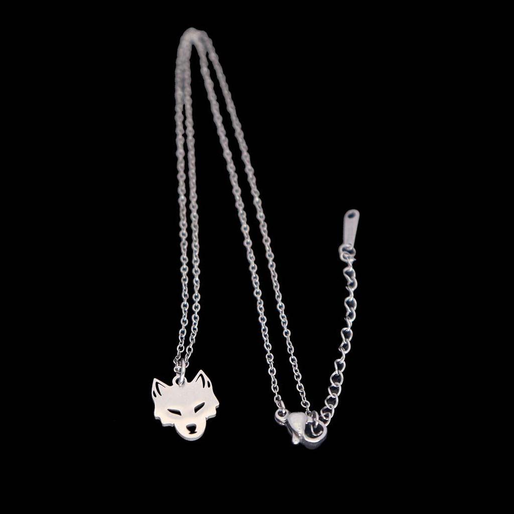 Elegant Stainless Steel Fox Head Pendant Necklace