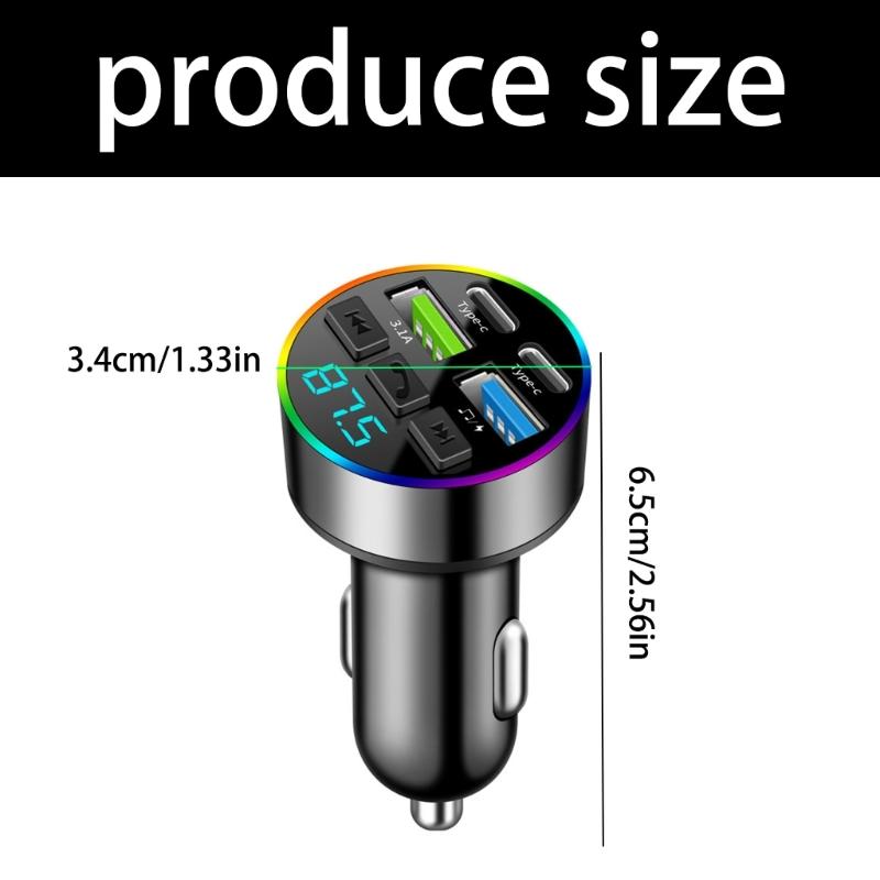 Digital Display FM Transmitter Car Chargers Handsfree MP3 Player Fast USB Type C Charging Adapter