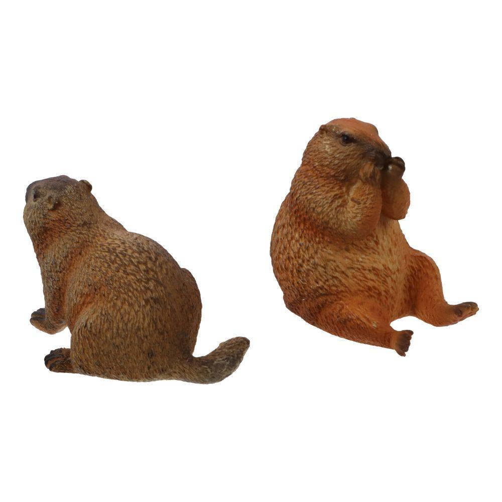 PVC Wild Animal Figurine Marmot Plastic Groundhog Ornament Realistic Animal Ornament  Office
