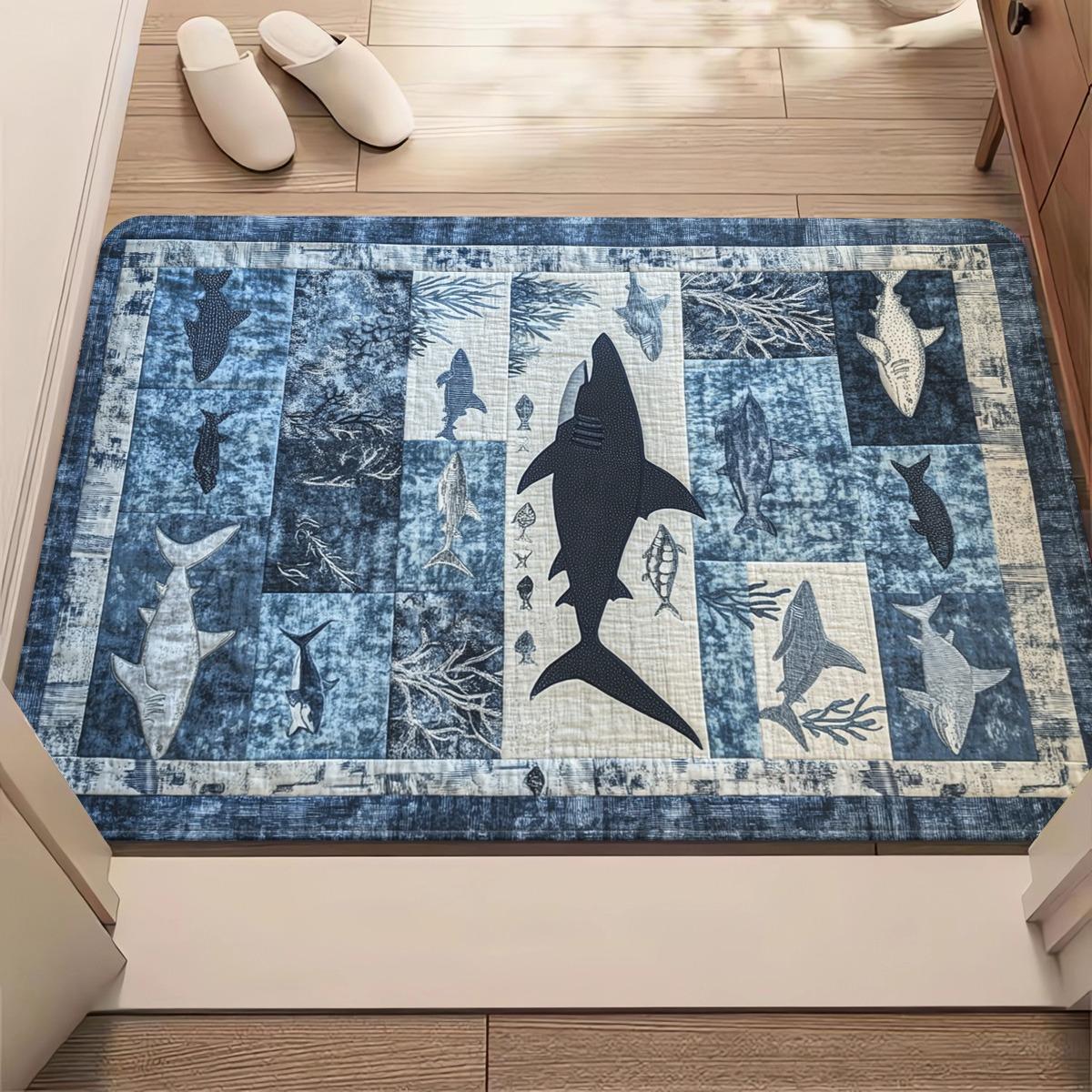 

Shark Radial Print Entrance Doormat Non Slip Absorbent Bath Rug Machine Washable Floor Carpet Bedroom Living Room Mat 1PC 40x60cm