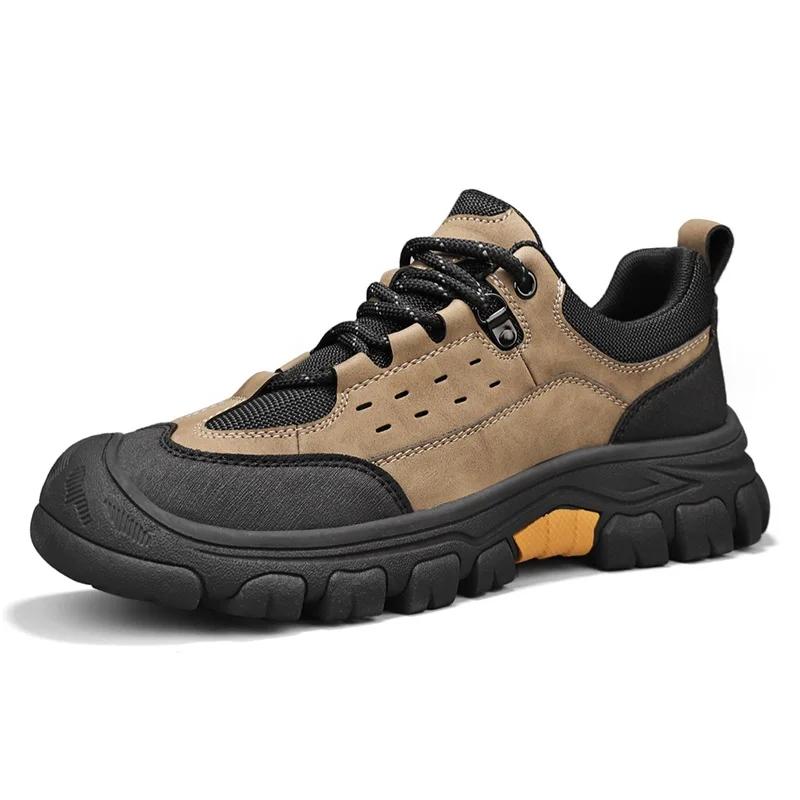 Autumn Men's Outdoor Comfortable Soft Bottom Anti Slip Waterproof Mountaineering Fashion Strap Up Men's Sports and Leisure Shoes