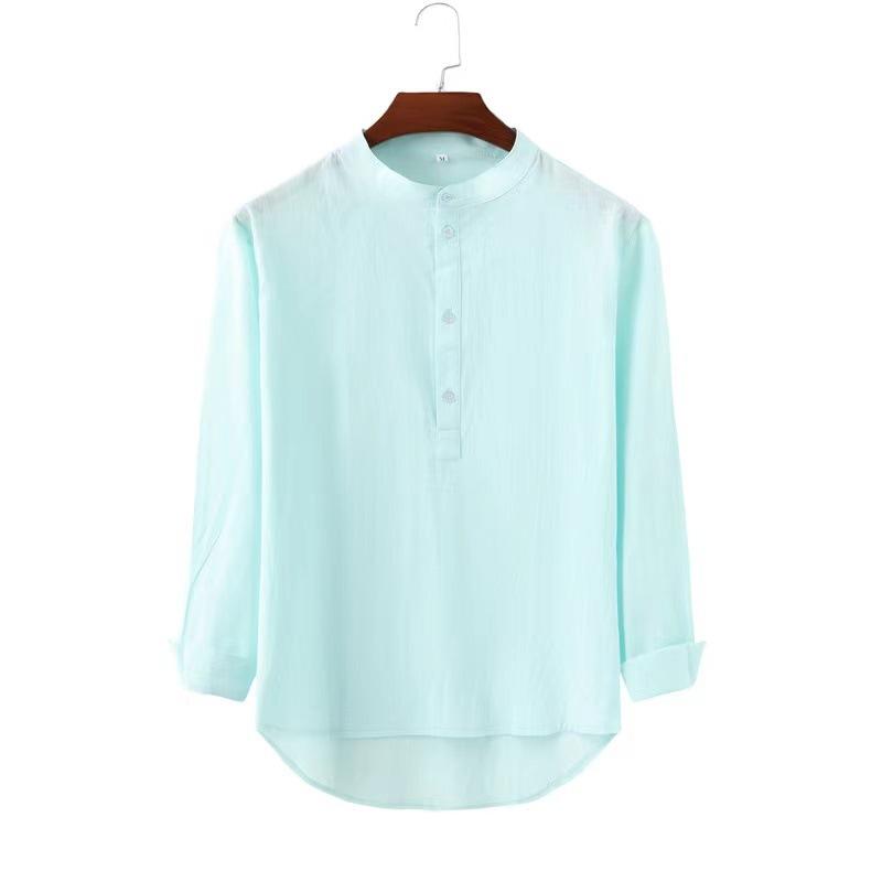 2025 New Summer Thin Shirts Men Casual Shirts Men Long Sleeve Male Henley Beach Shirts Hawaiian T Shirts