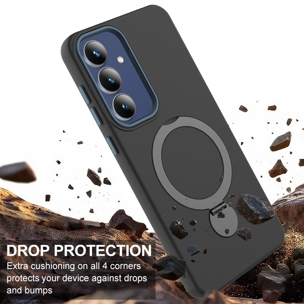 Pour Samsung Galaxy A56 5G Coque Magnétique Support Anneau Rotatif Coque Arrière en TPU + PC