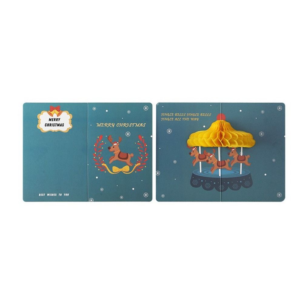 Christmas 3D Pop Up Thank You Cards Blessing Cards Christmas Postcard Greeting Cards With Envelope