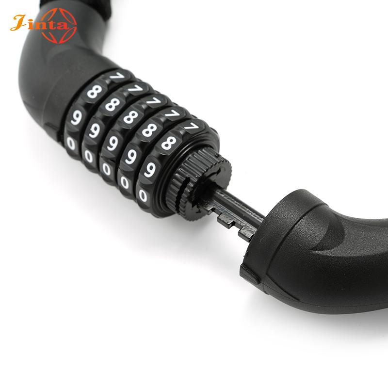 Jinta  Fabric Wrapped Steel Cable Combination Lock 5 Digit Resettable Code Bike Helmet Travel Luggage Safety Lock