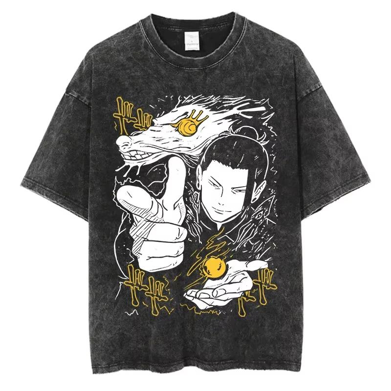 Jujutsu Kaisen Anime Geto Suguru Vasket T-skjorte Sommer Ren Bomull Herre- og Dame Løs Casual Kortarmet Topp