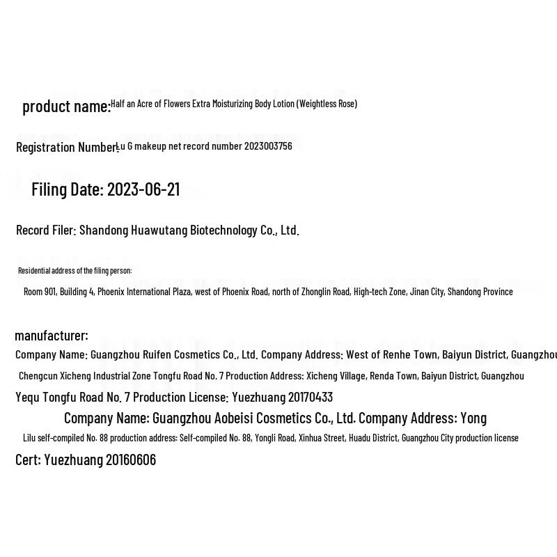 Ban Mi Hua Tian Garten Jasmin Feuchtigkeitsspendende Körperlotion 250ml