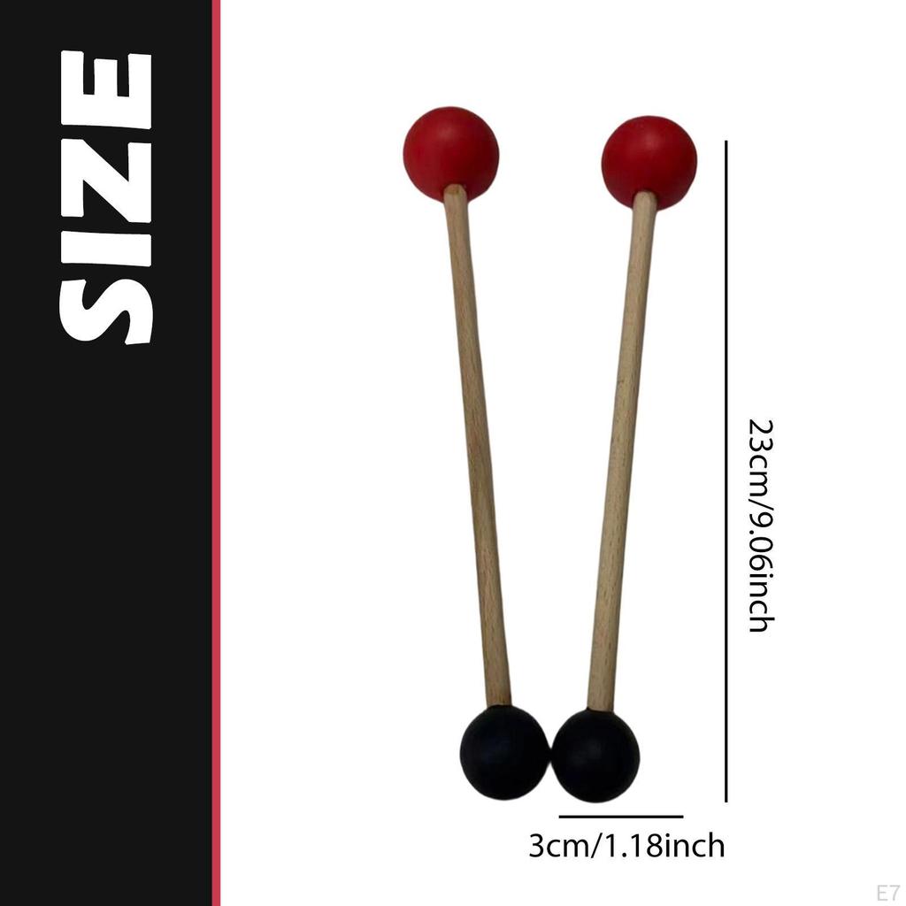 Mallet Set, Doubleheaded Rod, Wooden Handle, Feltrubber Combination for Warm And Long Tones,