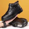 Men's Winter Fleece-Lined Cotton Leather High-Top Boots