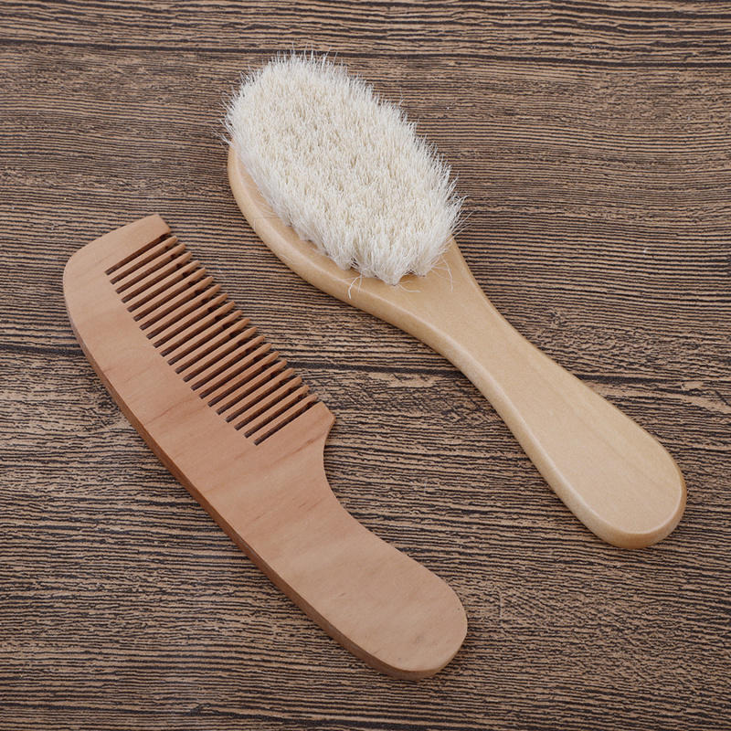 Wool Wooden Baby Hairbrush Baby Brush Baby Comb Set Wooden Comb Baby Hair Comb