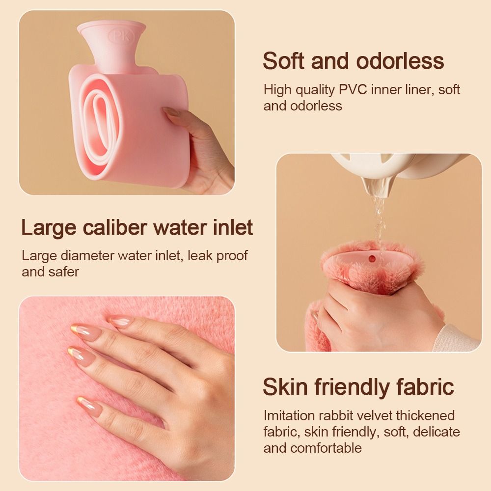 3250ML Portable Winter Long Hot Water Bag Kawaii Soothing Aching Insulation Hot Water Bottle Cute Soft Hand Warmer