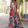 Vestido de tirantes largo maxi para mujer Estampado de leopardo Vestido con estampado de costuras Primavera y Verano Ocio Vacaciones
