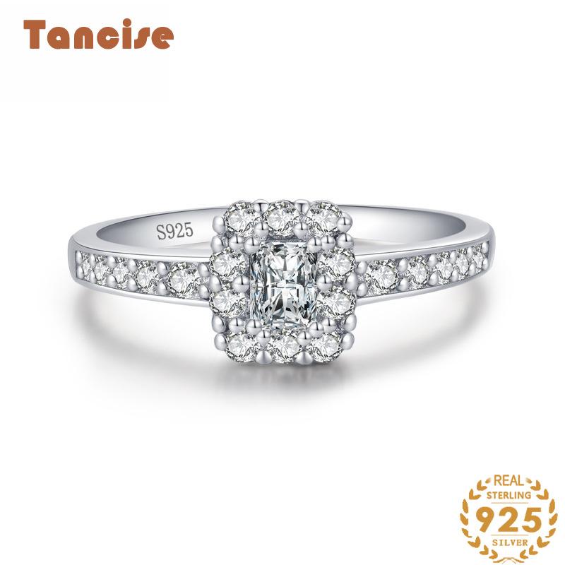 Tancise Classic Zircon Silver Ring Ladies Jewelry Wedding Promise Party Gift_voghion.com