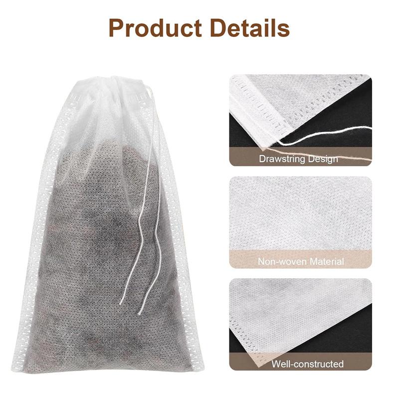 100PCS Disposable Tea Filter Bags Non-woven Fabric Tea Bag With Drawstring Kitchen Filter Paper For Coffee Herb Loose Tea