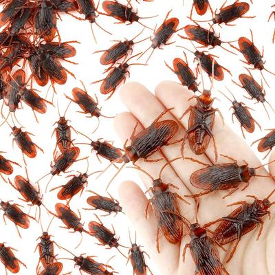 50PCS Fake Roaches, Prank Fake Cockroaches, Realistic, Funny Trick Joke Toys, Plastic Bugs Novelty Gag Gifts for Halloween Christmas Party Decoration