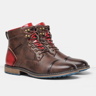 Men's Boots New Plus Size Men's Leather Boots Single Boots Fashionable Workwear Short Boots High Top Shoes