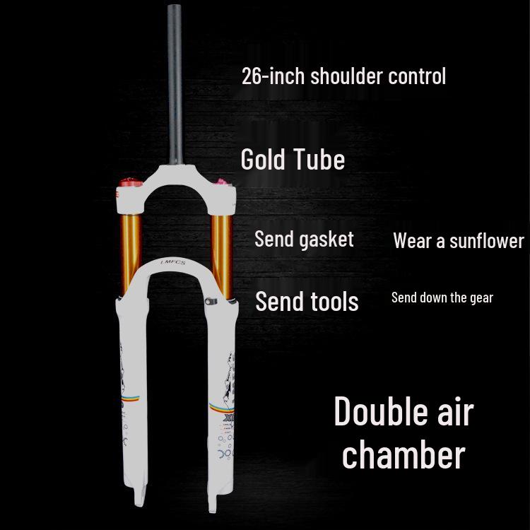 Dual Air Chamber Mountain Bike Fork - 26/27.5/29 Inch, Adjustable Damping, Magnesium Alloy