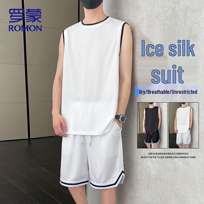 

ROMON Men s Sleeveless T-Shirt and Shorts Sports Set 3XL
