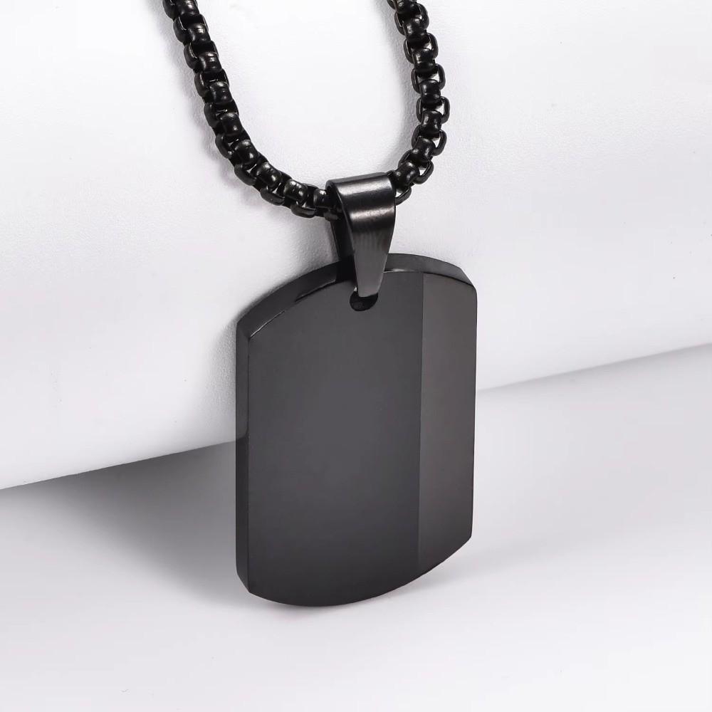 Blank Tag Men's Pendant Necklaces Stainless Steel Chain Necklace Square Pendant For Men and Women
