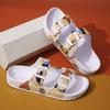 Spring 2025 Buckle Casual Printed Slippers Outer Wear Women's Breathable One-word Drag Home Fashion Flat Bottom Sandals