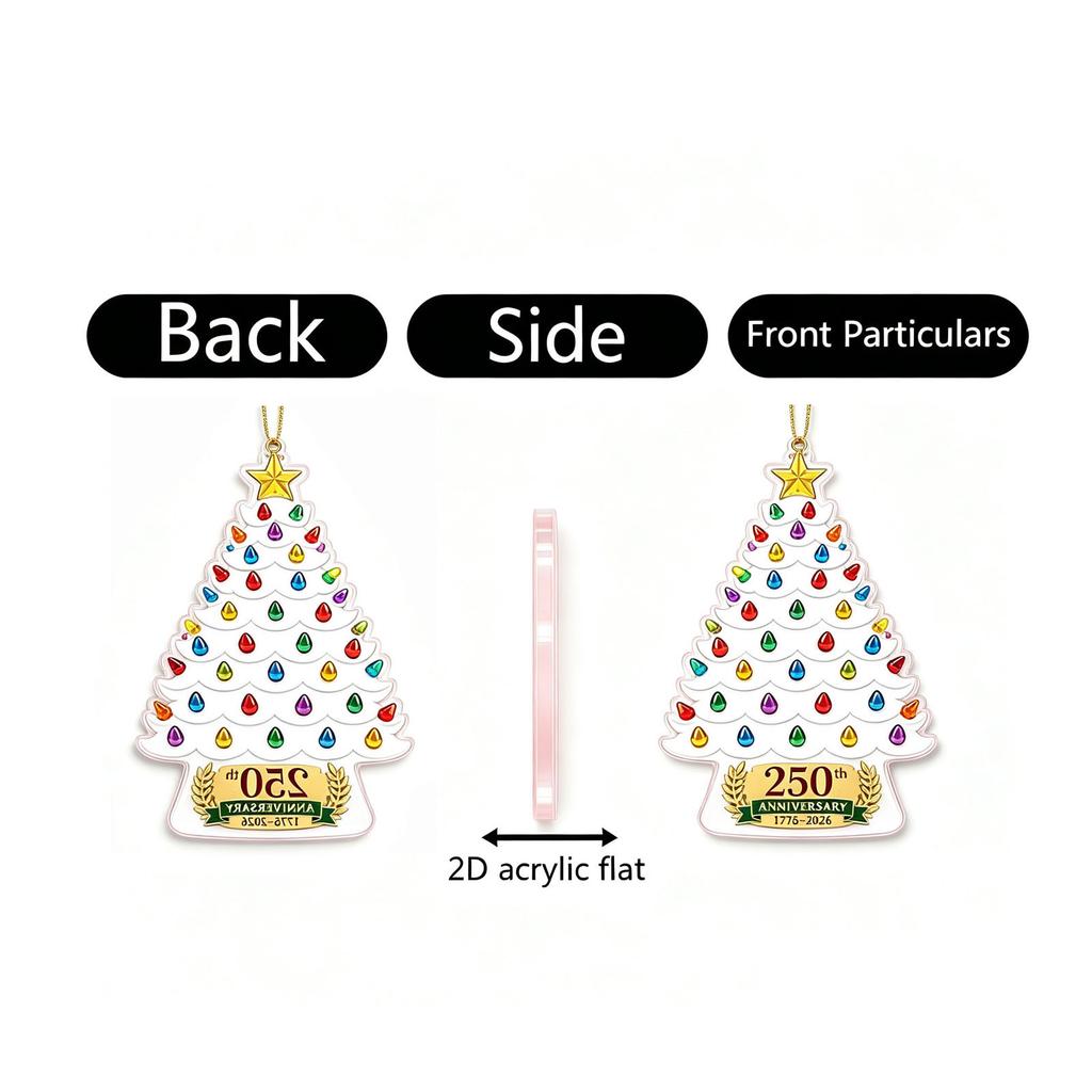 Christmas Tree Ornament 2D Acrylic Flat Hanging Decoration for Holiday Home