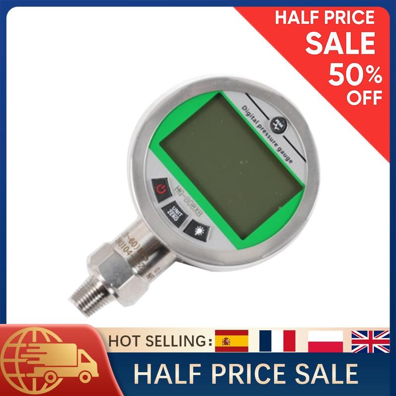 1PC Digital Pressure Gauge Green Display 60MPA Hydraulic Air Water 80mm Dial 0.4%FS Accuracy 1/4NPT Connection