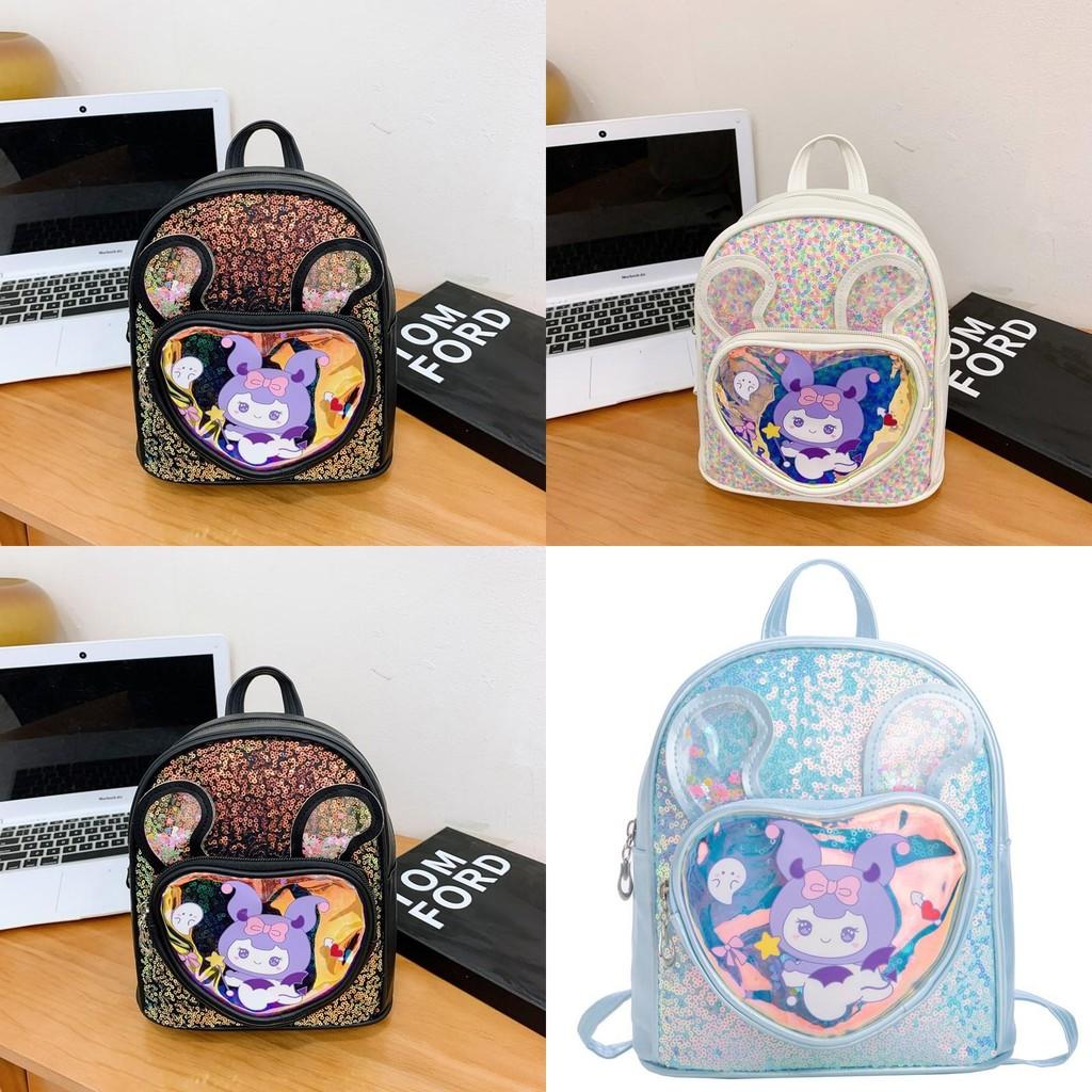Kuromi Cartoon Pattern Backpack With Glitter Sequin For Kindergarten Kids