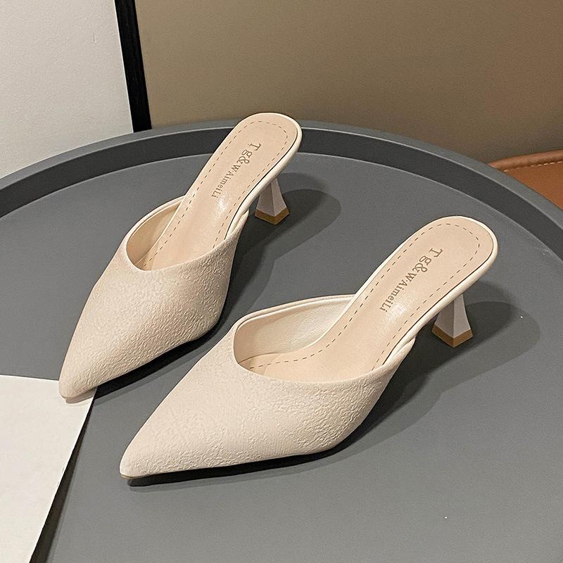 Baotou Half Slippers Women's Summer New Fashion Sandals Thin Heel Pointed Sexy High Heel Cool Slippers