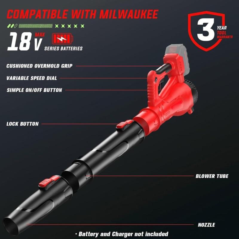 High Speed 30000 RPM Extended Blower Bare Tool with Brushless Motor 500W Power Copper Design Low Noise Performances