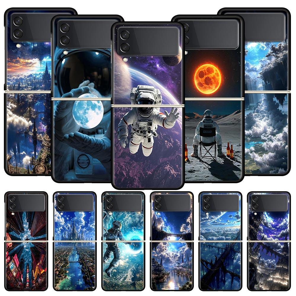 Starry Sky Universe Fashion Phone Case For Samsung Galaxy Z Flip3 Flip4 Flip5 Case Shell For Z Flip 3 4 5 6 7 Hard Folding Cover