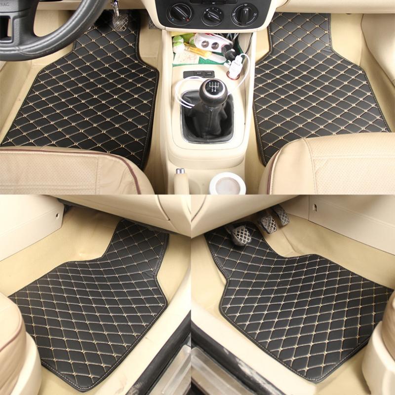 4pcs Car Floor Mats Waterproof PU Leather Universal Car Mats, Simple Design For Men And Women, Car Interior Accessories