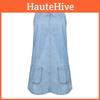 Denim Dress For Women Summer Sleeveless A Line Casual Cotton Polyester Fabric