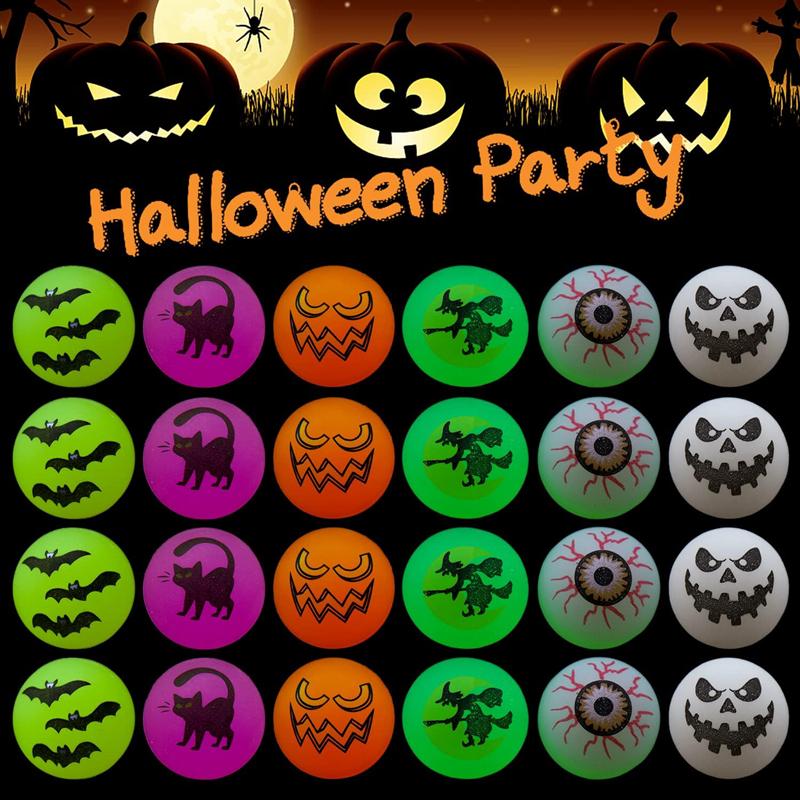 10-30Pcs Halloween Luminous Bouncy Ball Pumpkin Witch Rubber Ball Toys for Kids Birthday Party Favos Halloween Party Decoration