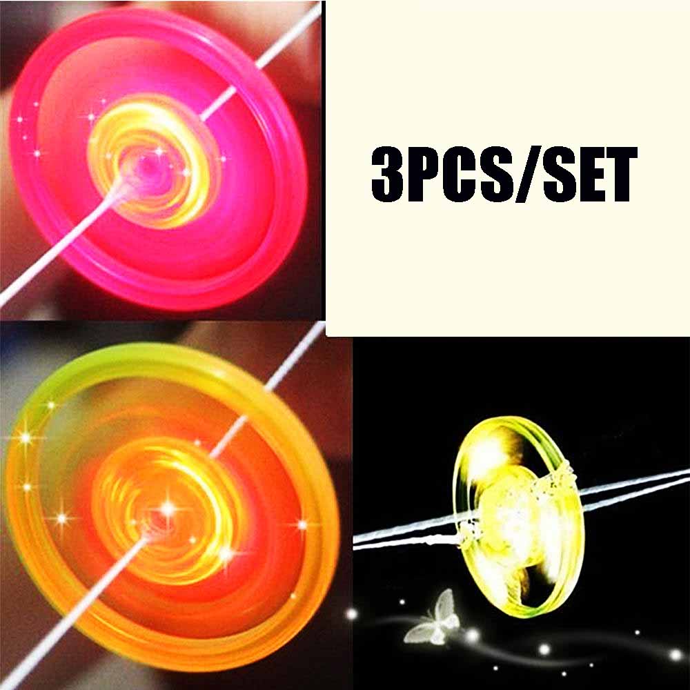 

3 шт. Детская креативная светодиодная светящаяся игрушка с проволокой, светящийся гироскоп с маховиком, светящийся волчок, светящийся гироскоп с веревочкой, свисток, светящийся маховик 3PCS