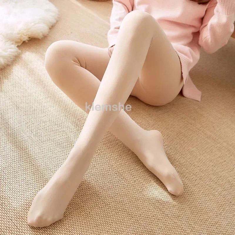 

Women s Warm Hot Mesh Fleece Tights Insulated Pantyhose Skin Effect Translucent Stockings Sexy Underwear High Elastic Leggings 80g no fleece