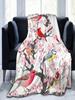 Cardinal Bird Throw Blanket Gifts For Men Women   Cherry Blossom  Birds Soft Flannel Plush Blanket For Bed, Sofa