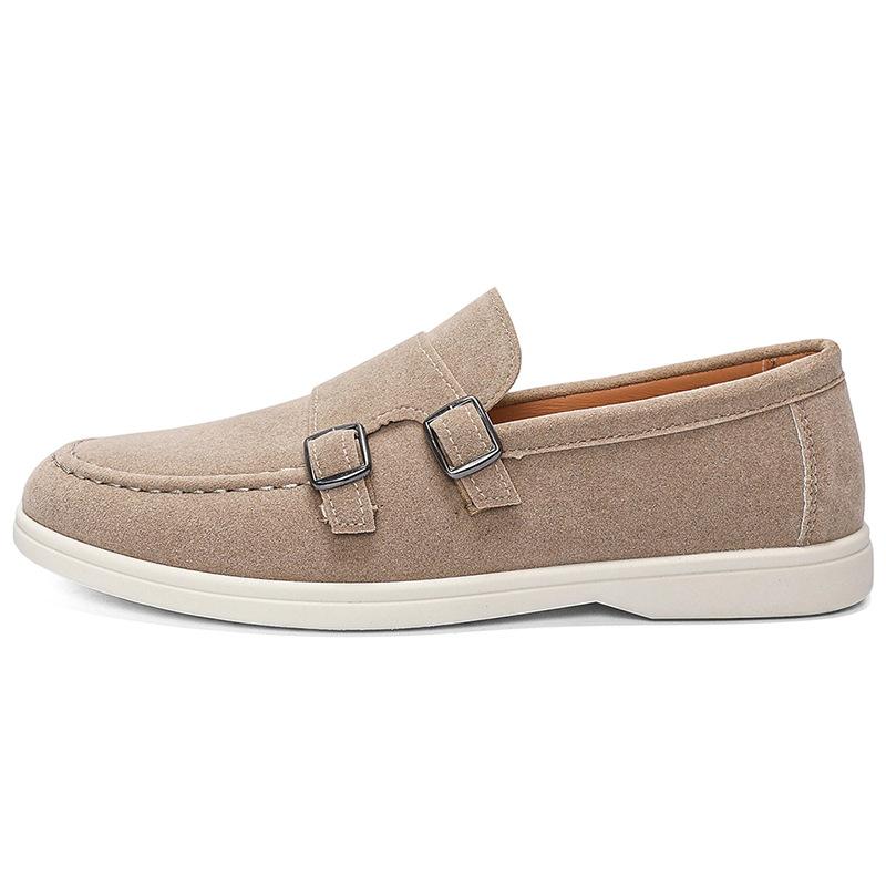 Men's Casual Shoes Suede Loafers Fashion Slip on Leather Shoes Soft Solid Dress Shoes Wedding Flats Business Men Shoe