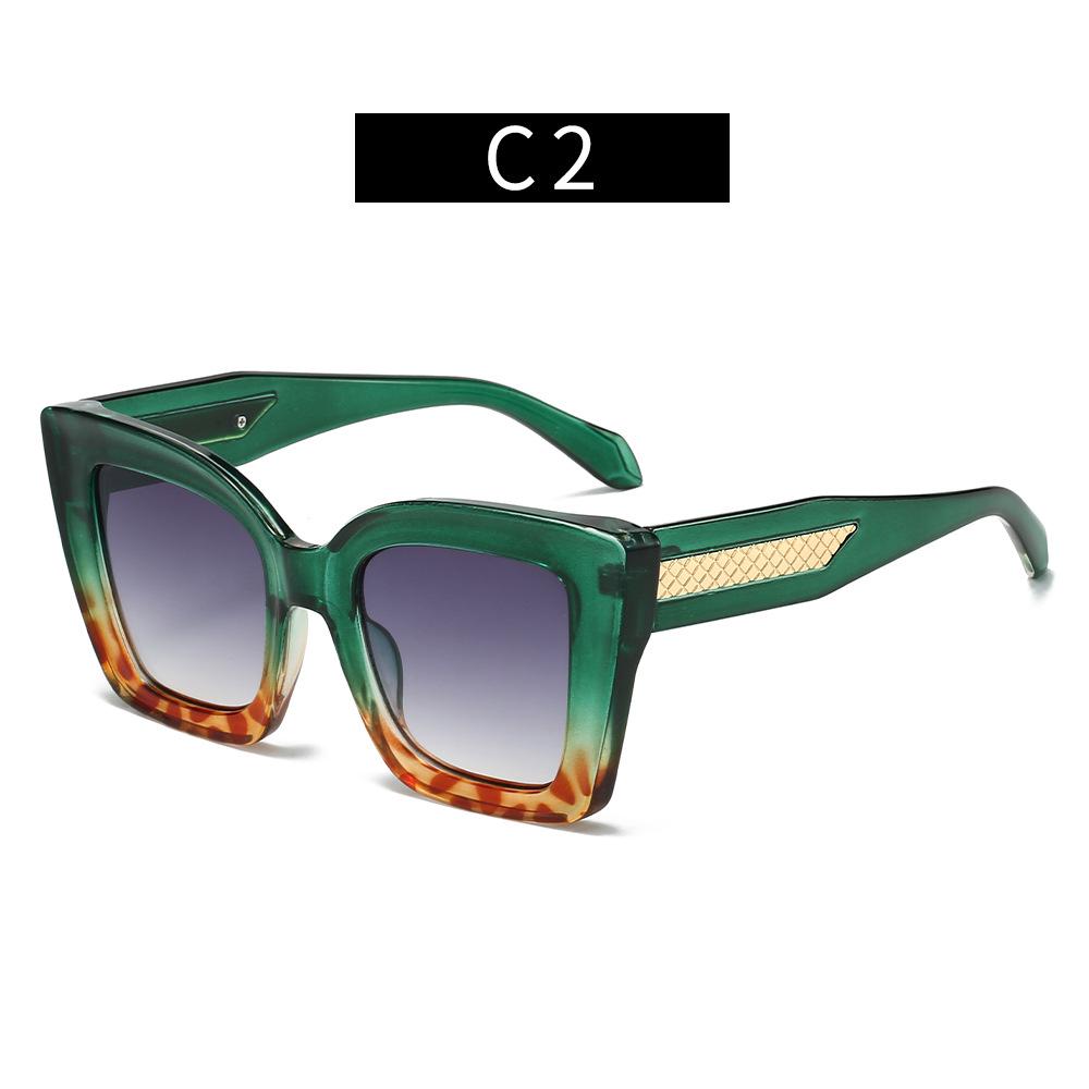 Women's Large Frame Square Sunglasses with Chain Temples