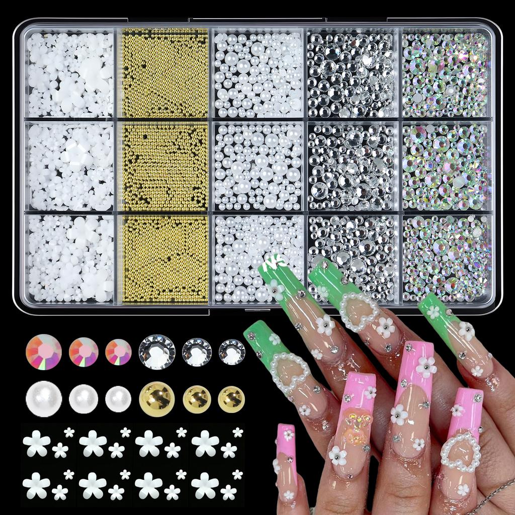Xiaomi 12/15Grids/box Mixed Resin Bowknot Nail Art Decorations 3D Acrylic Charms Kawaii Colorful Bow Rhinesto DIY Manicure Tools Parts