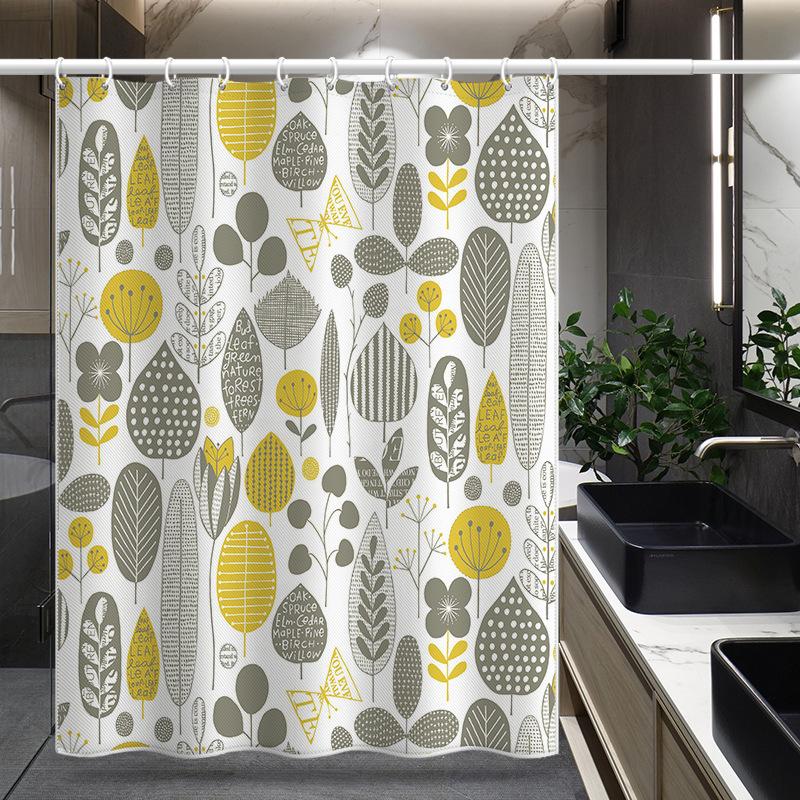 Bathroom Thickened Waterproof Curtain Mildew Proof Shower Curtain Shower Partition Curtain Shower Curtain Bathroom Curtain Free Perforation