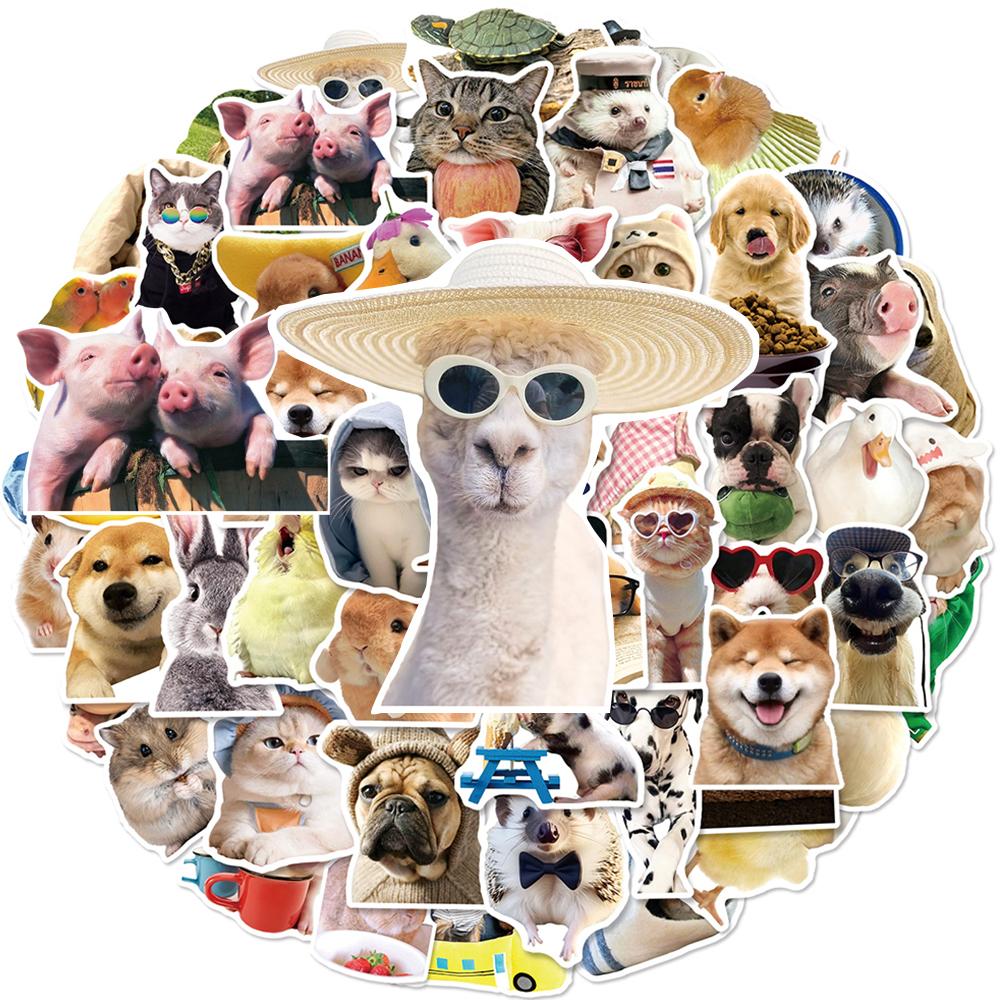 10/30/50pcs Cute Cat Dog Cartoon Stickers Funny Animal Meme Decals DIY Phone Laptop Waterproof Graffiti Decals Toys