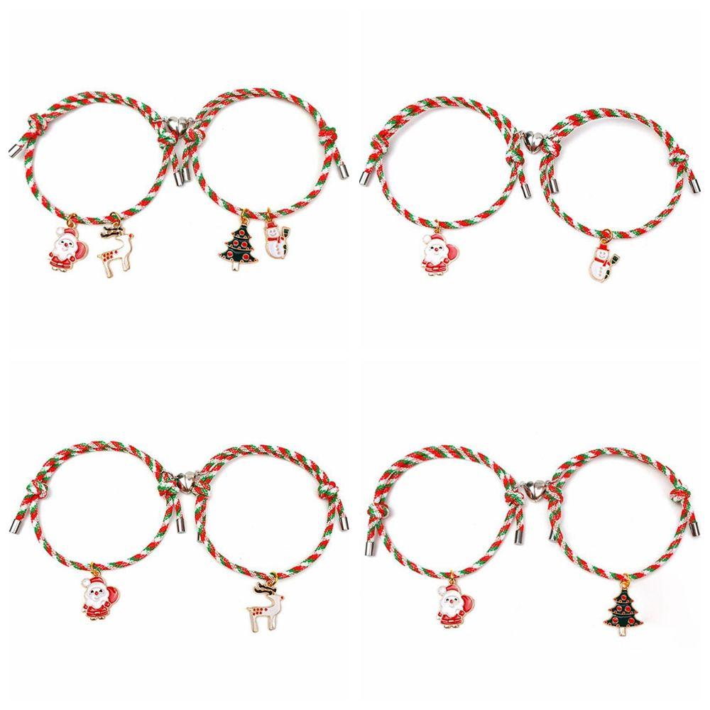 

Claus Pattern Jewelry Gifts for Women Men Magnet Bracelet Rope Bracelet Gift For Couple Friend