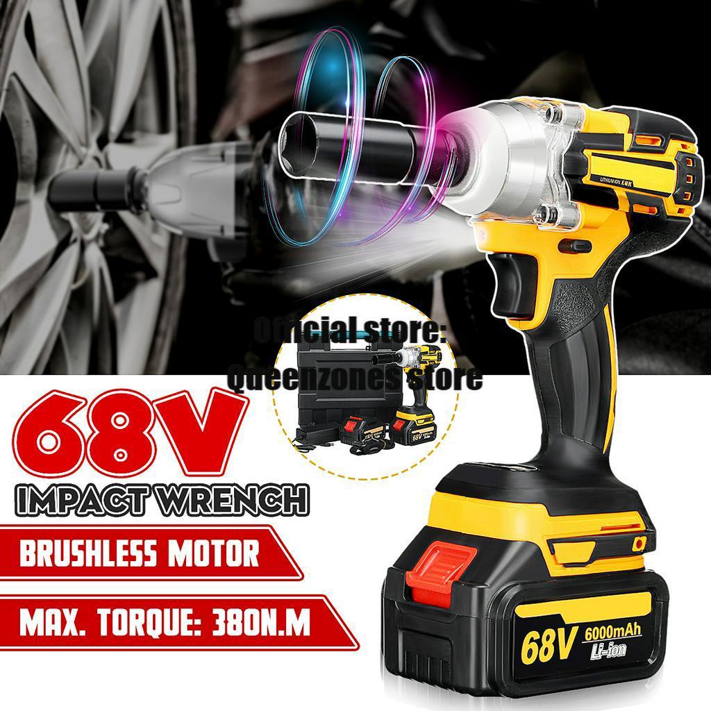21V 380N.m Electric Impact Wrench Brushless Hand Drill Installation Power Tools With 2X 6000mAh Li Battery Batteries
