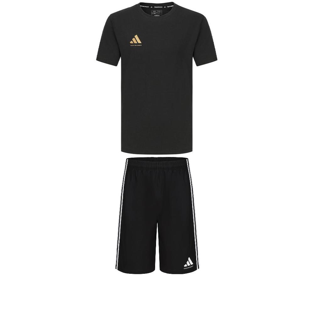 

Adidas Taekwondo Round Neck Pullover Short Sleeve T-Shirt Comfortable Fashion Simple Casual Sports Suit Men Sportswear ADICLTS24CTK-BG+S21ATMSH2T-BW