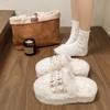 2025 ytterkläder höst och vinter nya tjockbottnade fluffiga tofflor väskhuvud halvtoffel dam uppbyggd förtjockad hem inomhus bomullstofflor