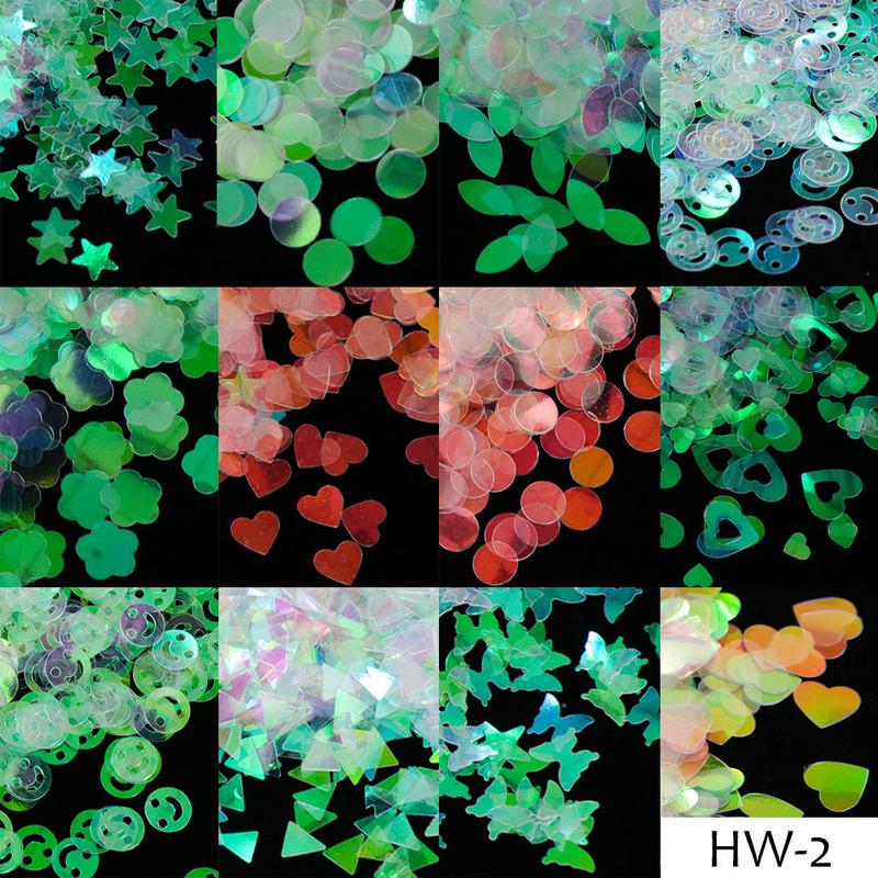 1case AB Nail Glitter Sequins Mixed Shape Paillette Holographic Flake Slice Decoration Tips