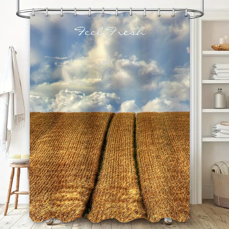 Modern Bathroom Decor Shower Curtain with Fresh Feel Design for Relaxing Bath Time