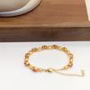 Pearl Sand Light Gold Zircon Oval Bracelet - Elegant Court Style, Luxurious Design for Women