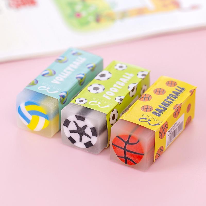 6Pcs Cute Cartoon Pattern Pencil Erasers Colorful Fruit Dinosaur Pencil Rubbers For School Students Drawing